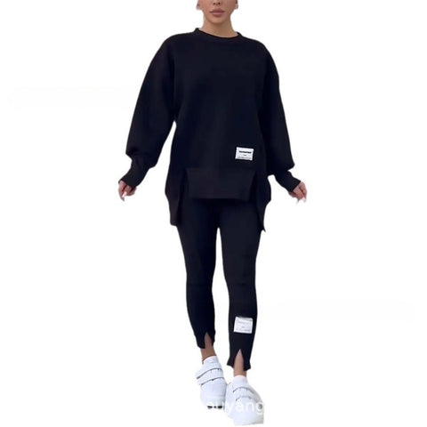Women's fashion casual printed sweater + trousers cover m302312