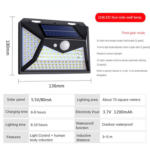 Neue Solar-Gartenbeleuchtung Induktionslampe Haushaltswandlampe wasserdichte superhelle LED-Lampe m3330916