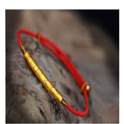 Six-character mantra bracelet 999 silver-plated red rope Chinese knot woven hand rope m3331255