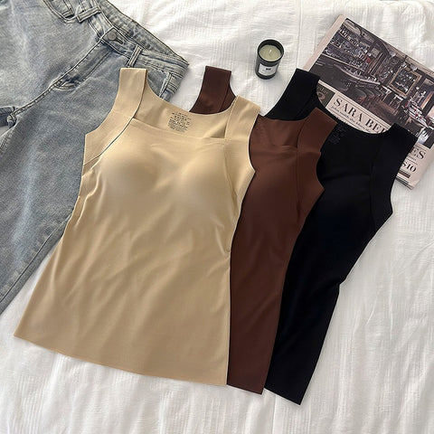 New Bose Muscle Bottom Shirt Solid Color No-Wear Bra Machine Washable Semi-Fixed Cup Bottom Vest Top m302823