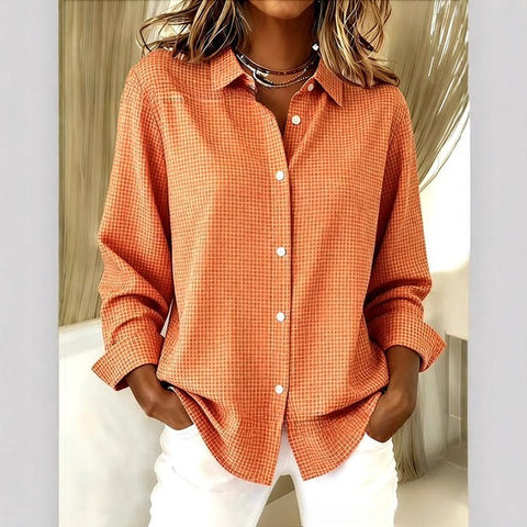 Digital Printed Women's Fashion Retro Lapel Long Sleeve Shirt Top m302117