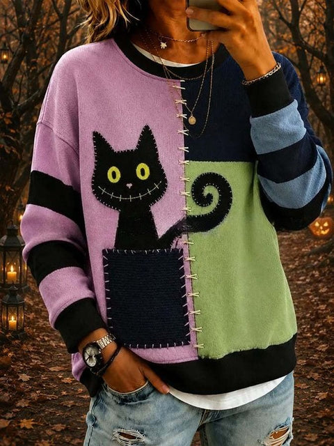 Loose long-sleeved pullover crew neck sweater m303082