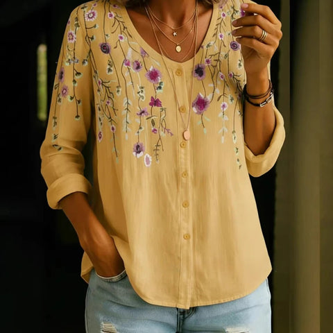 3D digital printing floral pattern women's long-sleeved buckle cardigan top m302703