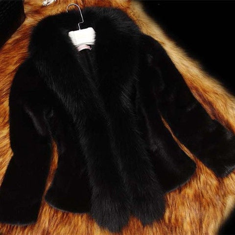 Imitation mink fur imitation coat fox fur collar slim fit m301273