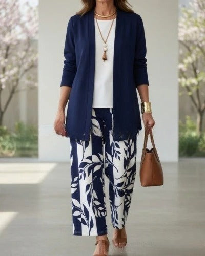 3D printed 3-piece cardigan + vest + trousers fashionable wear m302849
