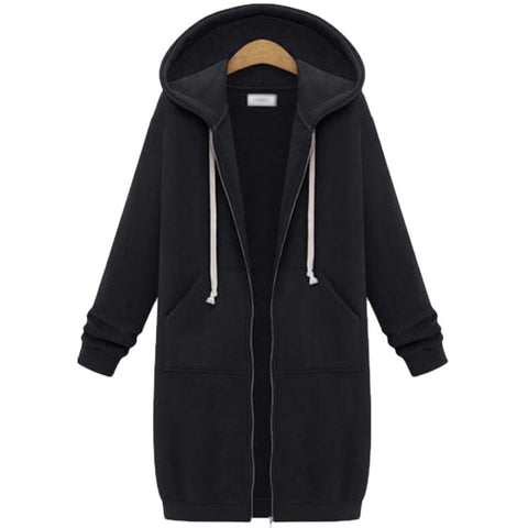 Hooded long-sleeved medium and long sweater fleece shirt long jacket m301588