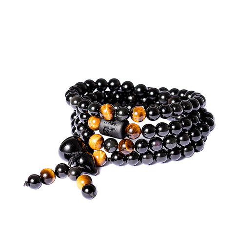 Natürliche Kristall Regenbogen Auge Obsidian Armband Halskette Dual-Purpose Männer und Frauen 108 Buddha Perlen Sicherheit Kürbis m3331308