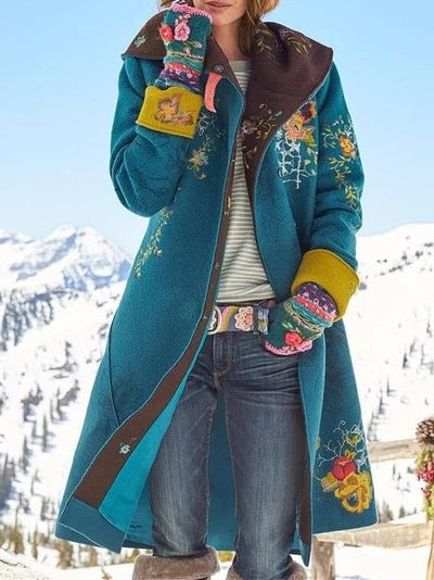 Medium and long printed top, long-sleeved woolen jacket FF303327
