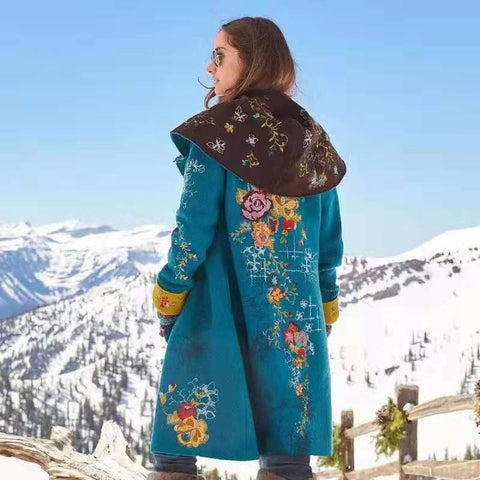 Medium and long printed top, long-sleeved woolen jacket FF303327