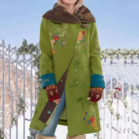 Medium and long printed top, long-sleeved woolen jacket FF303327