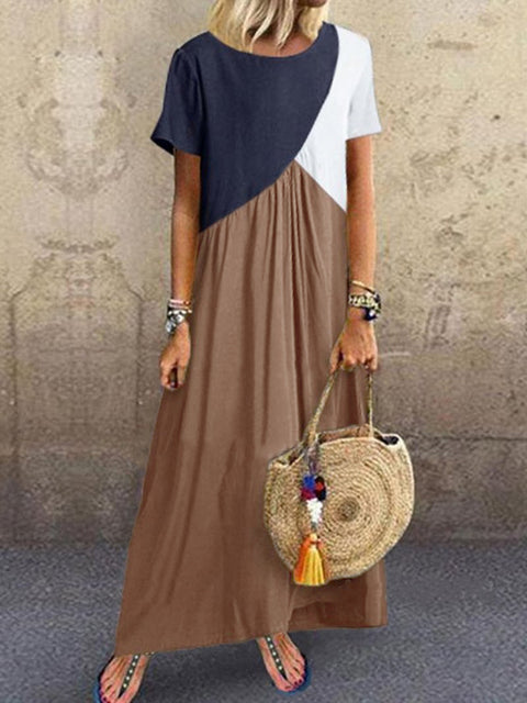Neues geometrisches Kontrastfarben-Spleißenkleid, Sommer-Strandkleid m301345 