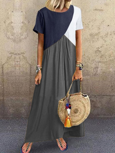 Neues geometrisches Kontrastfarben-Spleißenkleid, Sommer-Strandkleid m301345 