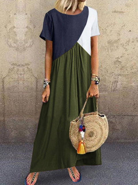 Neues geometrisches Kontrastfarben-Spleißenkleid, Sommer-Strandkleid m301345 