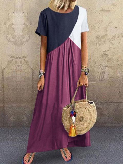 Neues geometrisches Kontrastfarben-Spleißenkleid, Sommer-Strandkleid m301345 