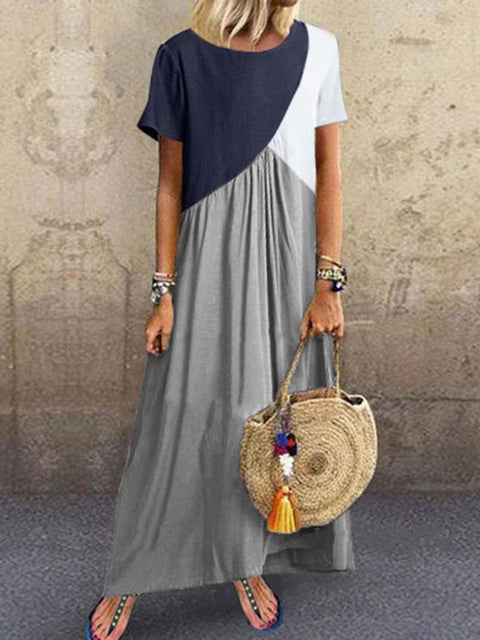 Neues geometrisches Kontrastfarben-Spleißenkleid, Sommer-Strandkleid m301345 