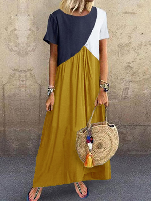 Neues geometrisches Kontrastfarben-Spleißenkleid, Sommer-Strandkleid m301345 