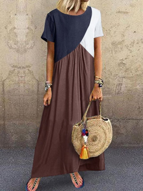 Neues geometrisches Kontrastfarben-Spleißenkleid, Sommer-Strandkleid m301345 