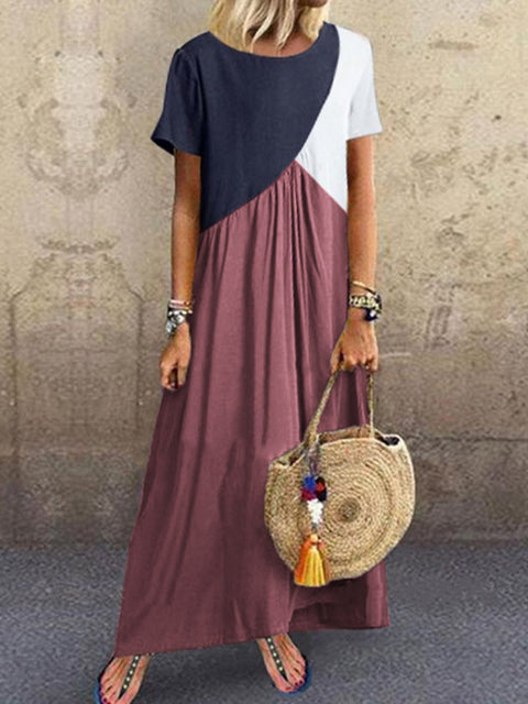 Neues geometrisches Kontrastfarben-Spleißenkleid, Sommer-Strandkleid m301345 