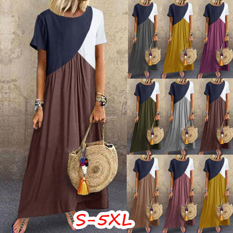 Neues geometrisches Kontrastfarben-Spleißenkleid, Sommer-Strandkleid m301345 