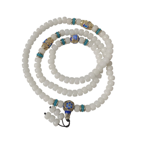 Weißes Jade-Bodhi-Armband, 108 Buddha-Perlen, Jingtai-Bodhi-Wurzelarmband aus natürlicher Jade, blau und weiß, Schmuck im ethnischen Stil, m3331300