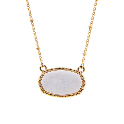 Imitation crystal cluster gemstone elliptical clavicle chain m3330773