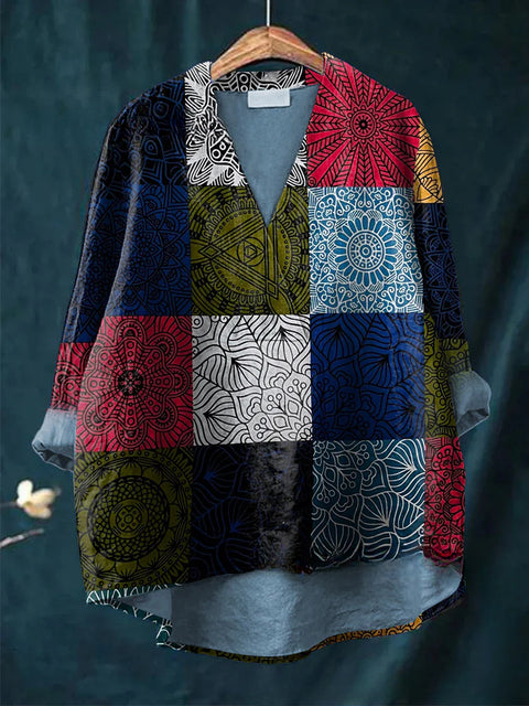 Lässiges Damen-T-Shirt mit Rundhalsausschnitt und lockerem Druck in großen Größen m301276 
