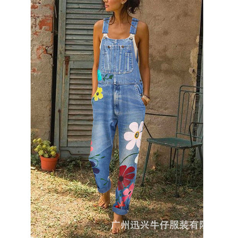 Fashion denim straight pants premium classic versatile loose printing process m302431