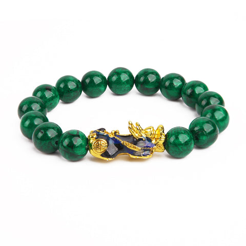 Blaustein-Smaragdgrün-Imitation Sandgold Farbwechsel-Pixiu-Armband, grünes Armband m3331249