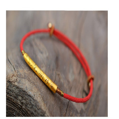 Six-character mantra bracelet 999 silver-plated red rope Chinese knot woven hand rope m3331255