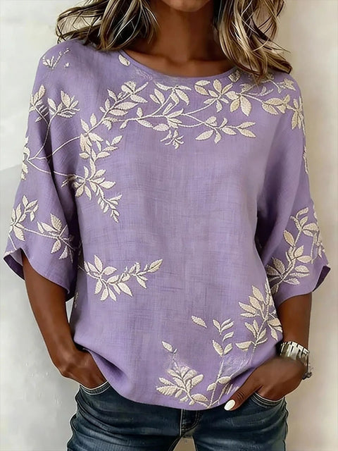 3D printed floral pattern loose versatile top m303041-3