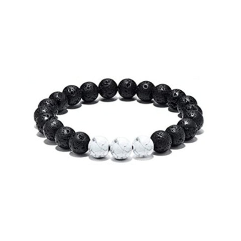 Elastisches Armband aus schwarzem Gallenstein, Totenkopf-Anhänger, natürliches Türkis, Tigerauge, Quaste, Kristall, Vulkanstein, Perlenarmband m3331320