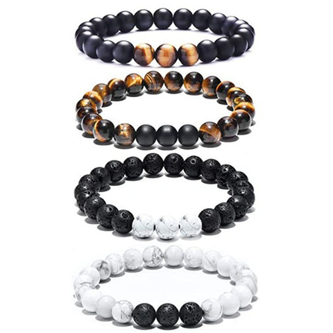 Elastisches Armband aus schwarzem Gallenstein, Totenkopf-Anhänger, natürliches Türkis, Tigerauge, Quaste, Kristall, Vulkanstein, Perlenarmband m3331320