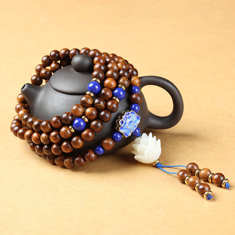 Natürliches vietnamesisches Huanghuali-Armband mit 108 Buddha-Perlen, Lotusarmband aus Palisander, duftendes Wenwan-Holzarmband m3331302