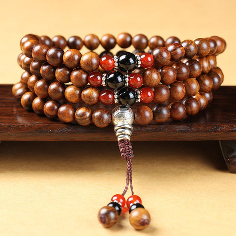 Natürliches vietnamesisches Huanghuali-Armband mit 108 Buddha-Perlen, Lotusarmband aus Palisander, duftendes Wenwan-Holzarmband m3331302