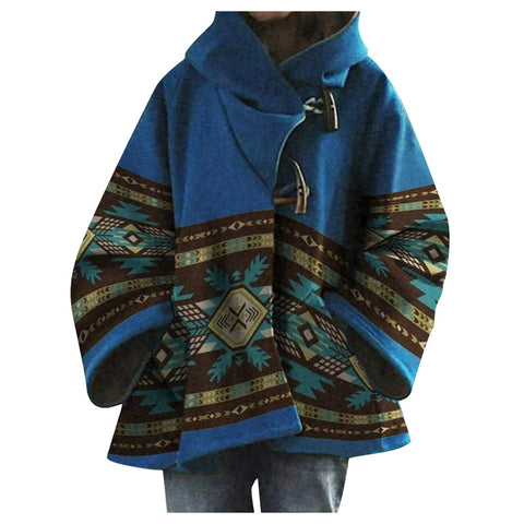 New women's loose retro printed woolen jacket m300677