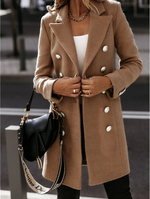 Autumn and winter long-sleeved suit collar double-breasted Nizi jacket coat women's m300540