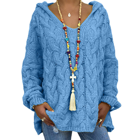 Einfarbiger Twist-Strick-Hoodie m300492 