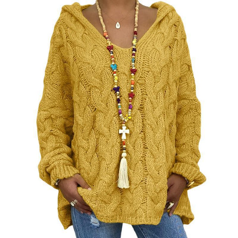 Einfarbiger Twist-Strick-Hoodie m300492 