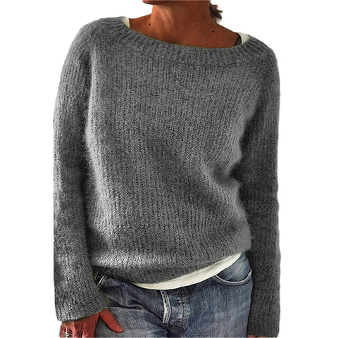 Einfarbiger Basic-Pullover Strickpullover m300507 