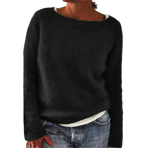 Einfarbiger Basic-Pullover Strickpullover m300507 