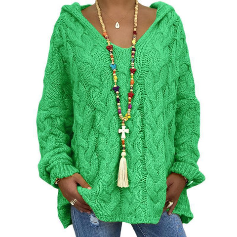 Einfarbiger Twist-Strick-Hoodie m300492 