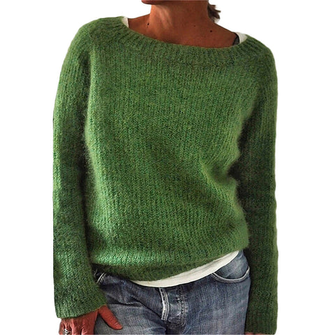 Einfarbiger Basic-Pullover Strickpullover m300507 