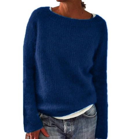 Einfarbiger Basic-Pullover Strickpullover m300507 
