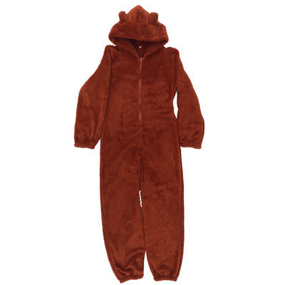Fleece Thickened Fluffy Jumpsuit Hooded Pajamas m302166