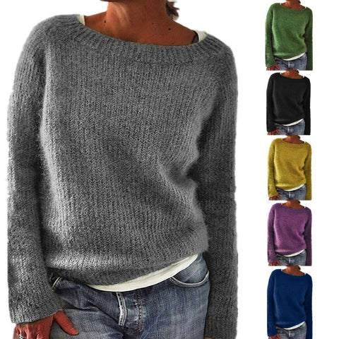 Einfarbiger Basic-Pullover Strickpullover m300507 