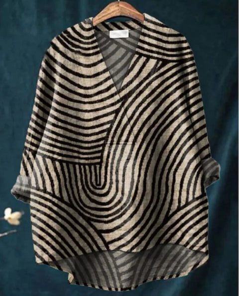 Lässiges Damen-T-Shirt mit Rundhalsausschnitt und lockerem Druck in großen Größen m301276 
