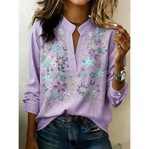 Digital printing casual pullover versatile spring and summer new shirt top m302788