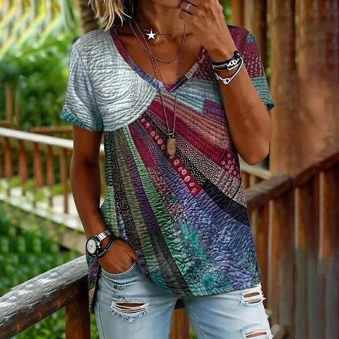 Loose T-shirt women's crew neck top m303073-3