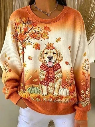 Autumn shoulder crew neck sweater 3D digital printing crew neck FF303419 03