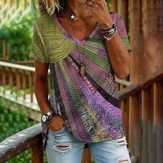 Loose T-shirt women's crew neck top m303073-3